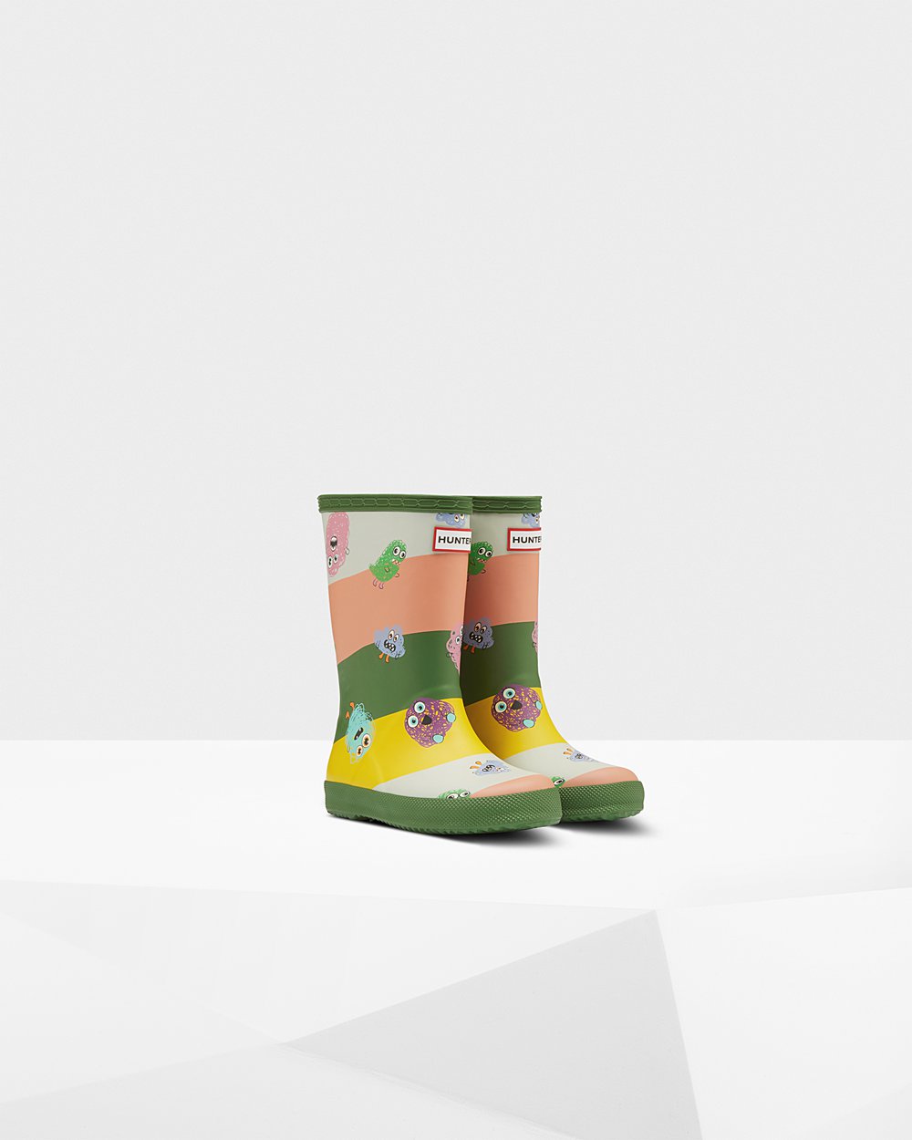 Bottes de Pluie Hunter Original First Classic Scribble Print Enfant Vert LADNEUY-17